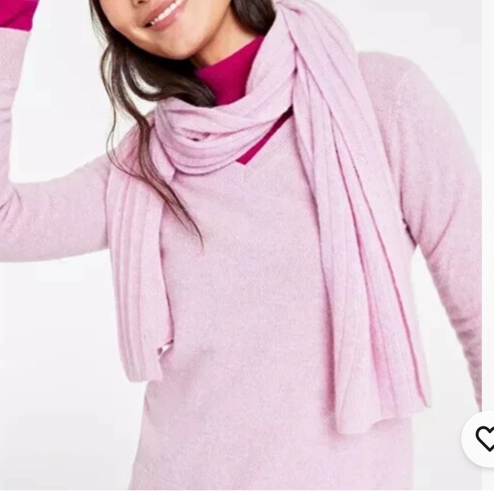 NWT Charter Club Women’s Chantilly Pink Cashmere Scarf Gift Stocking Stuffer‎
